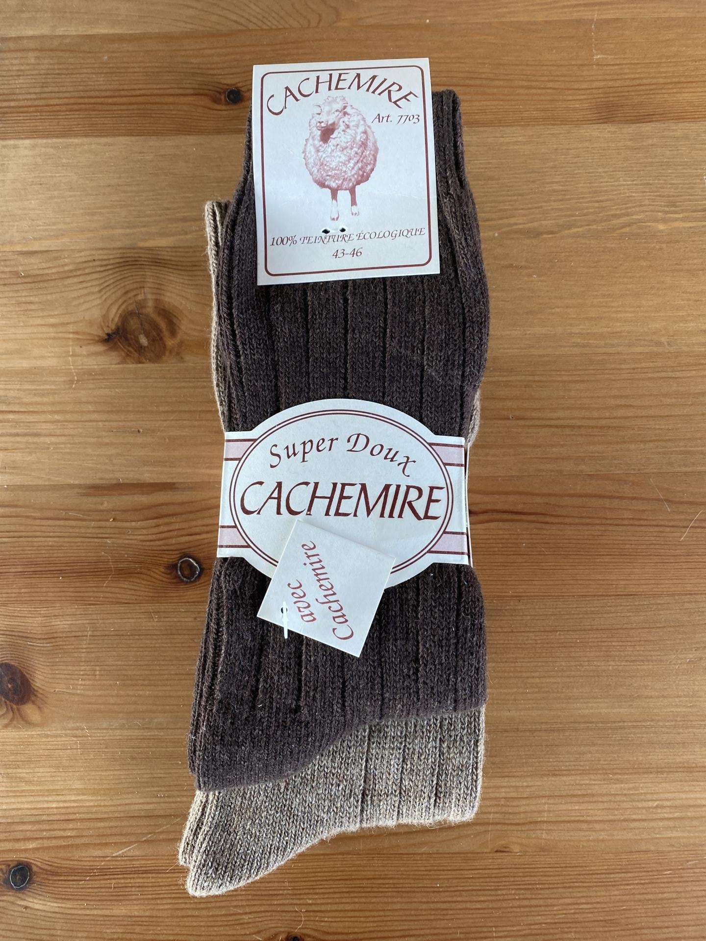 Chaussettes basses femme en cachemire/laine unies à bords roulés