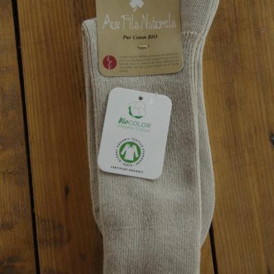 Chaussettes 100% coton bio beige