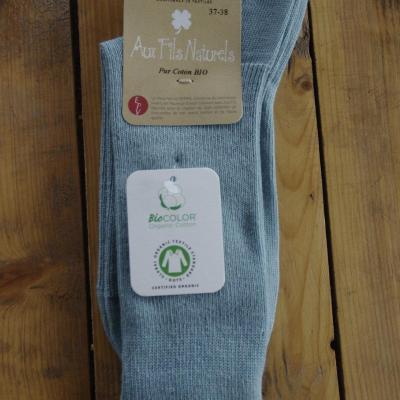 Chaussettes 100% coton bio bleu norvège