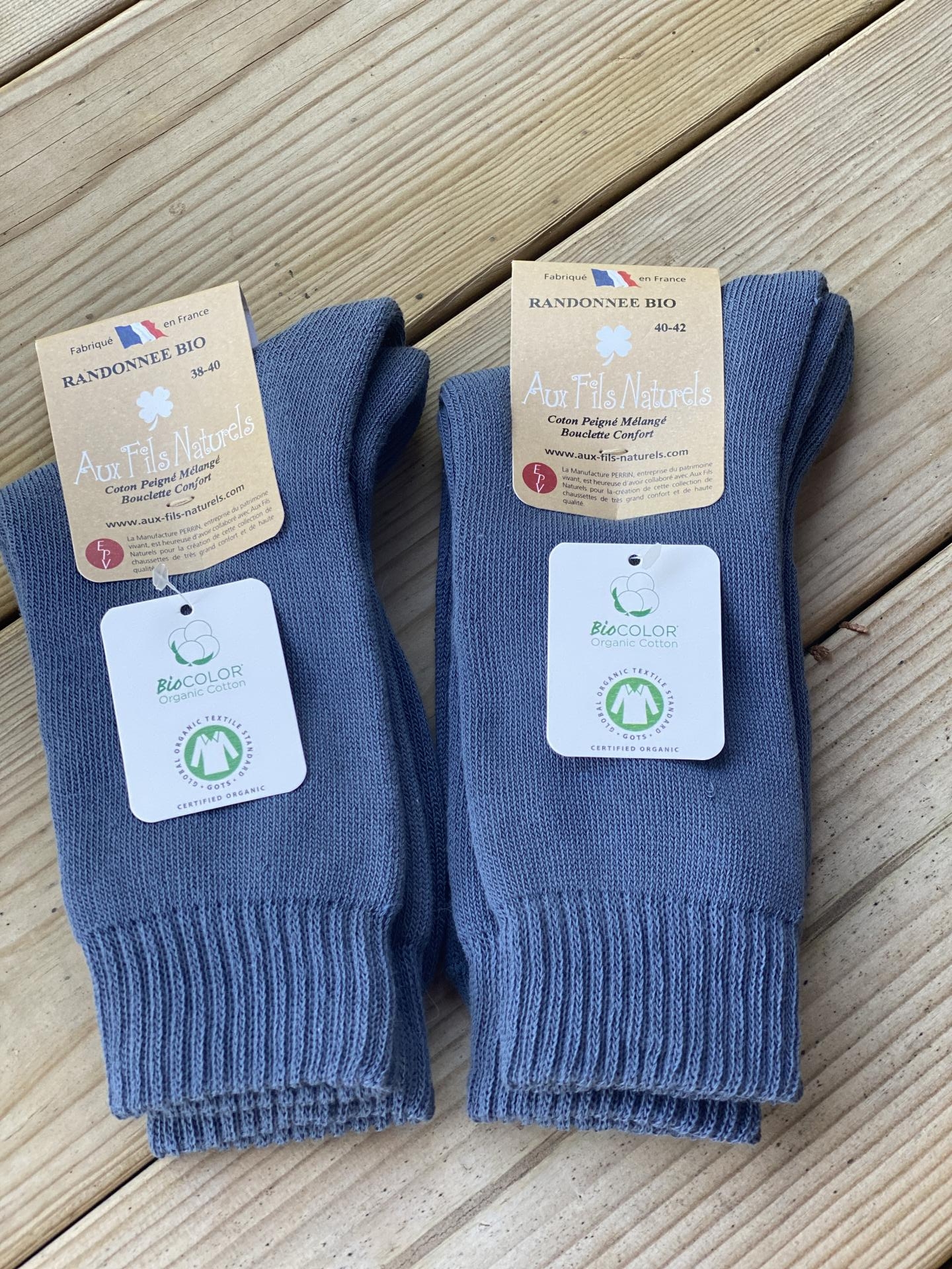 2 paires de chaussettes randonnée femme coton bio organique